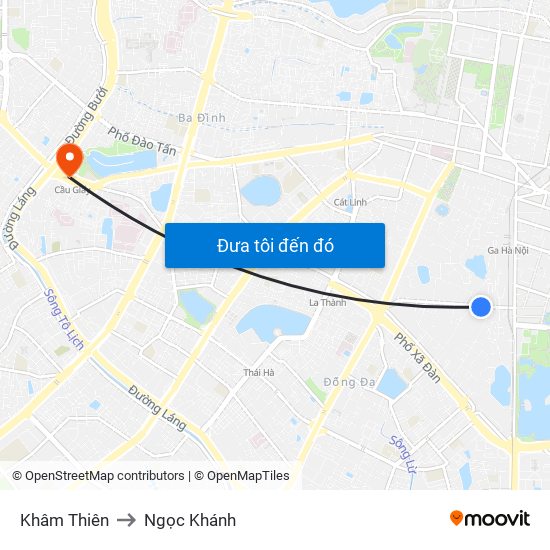 Khâm Thiên to Ngọc Khánh map
