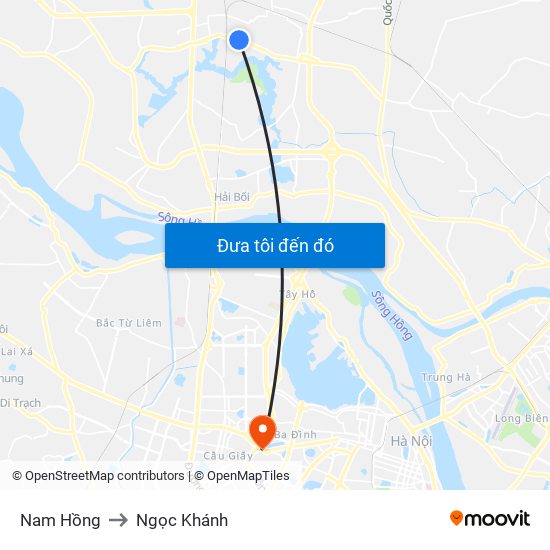 Nam Hồng to Ngọc Khánh map