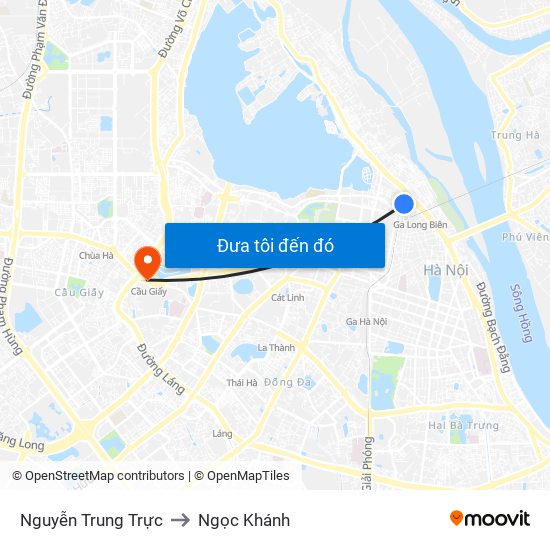Nguyễn Trung Trực to Ngọc Khánh map