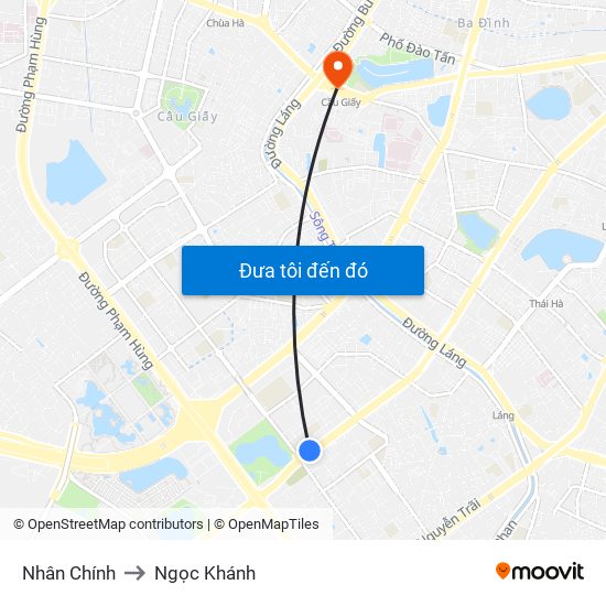 Nhân Chính to Ngọc Khánh map