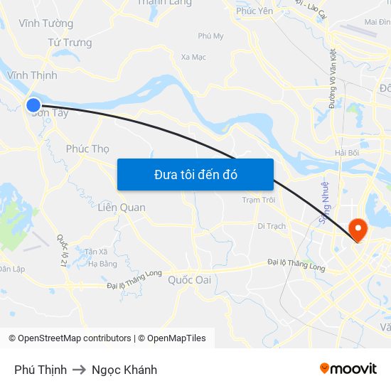 Phú Thịnh to Ngọc Khánh map