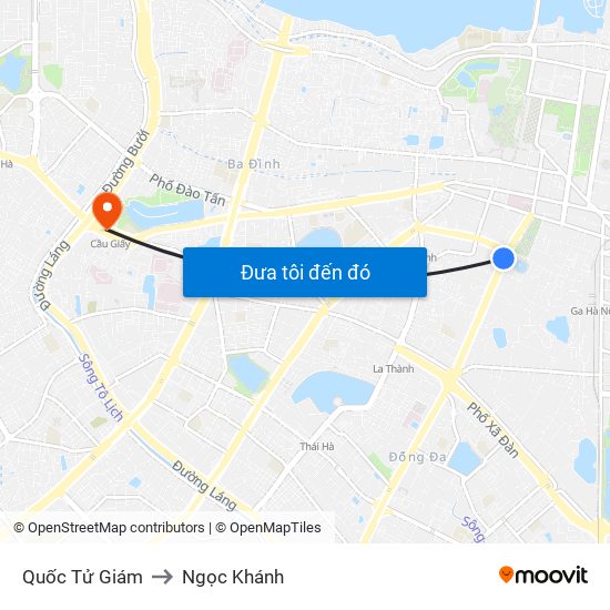 Quốc Tử Giám to Ngọc Khánh map