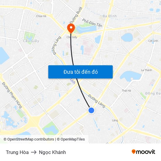 Trung Hòa to Ngọc Khánh map