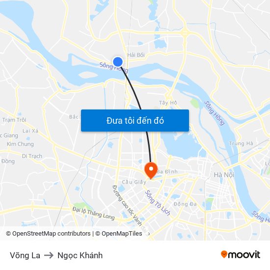 Võng La to Ngọc Khánh map