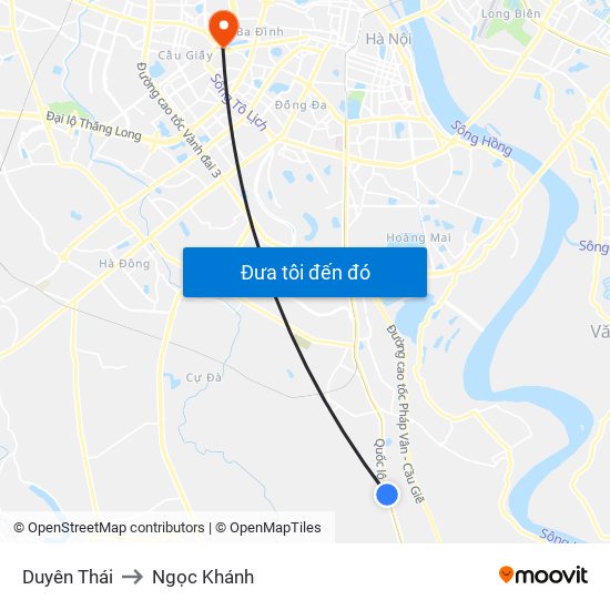 Duyên Thái to Ngọc Khánh map