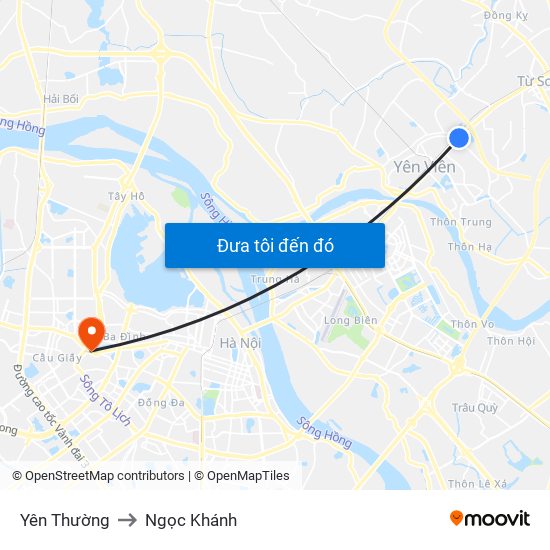 Yên Thường to Ngọc Khánh map