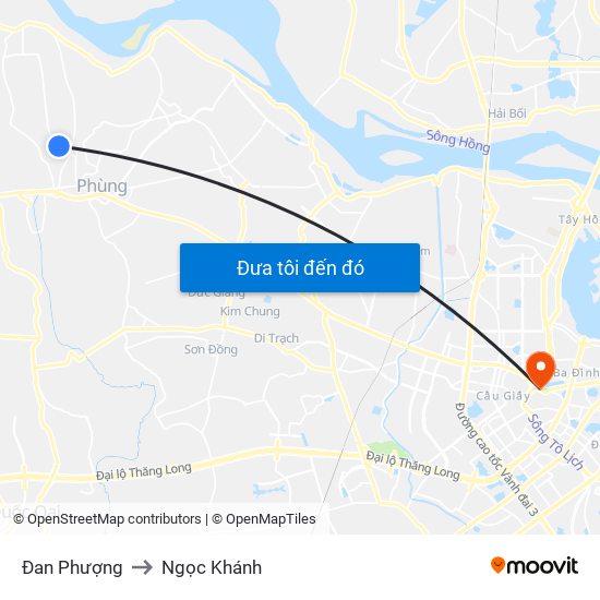 Đan Phượng to Ngọc Khánh map