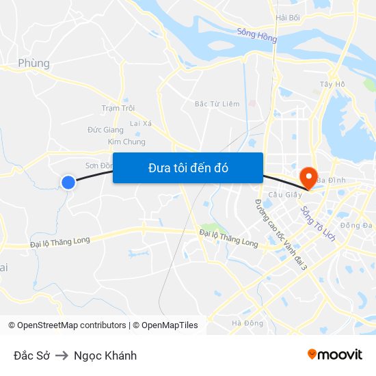 Đắc Sở to Ngọc Khánh map
