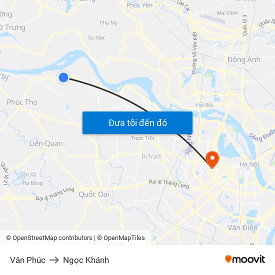 Vân Phúc to Ngọc Khánh map