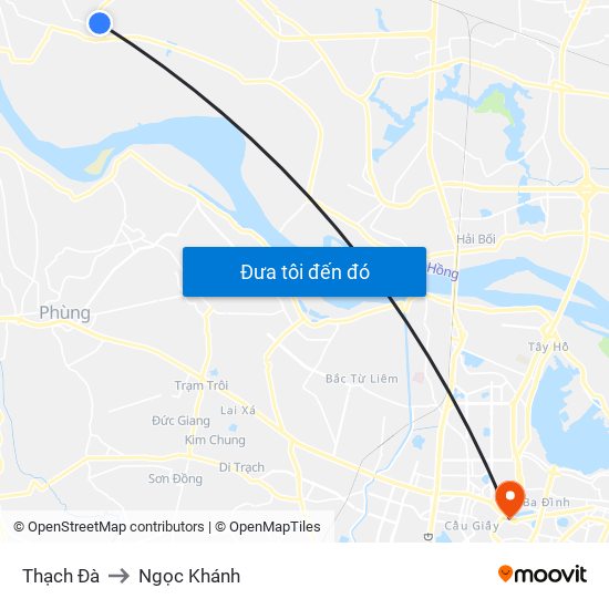 Thạch Đà to Ngọc Khánh map
