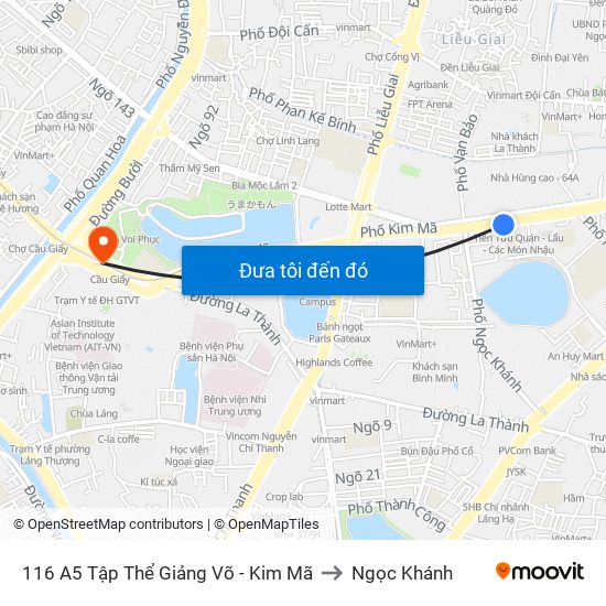 116 A5 Tập Thể Giảng Võ - Kim Mã to Ngọc Khánh map