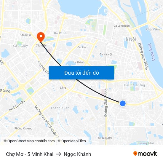 Chợ Mơ - 5 Minh Khai to Ngọc Khánh map