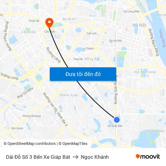 Dải Đỗ Số 3 Bến Xe Giáp Bát to Ngọc Khánh map