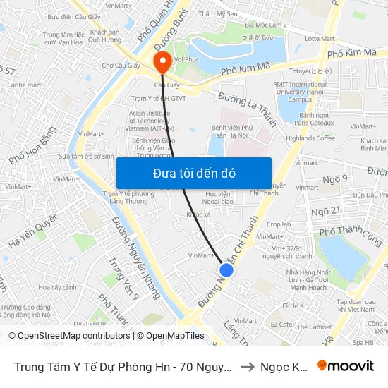 Trung Tâm Y Tế Dự Phòng Hn - 70 Nguyễn Chí Thanh to Ngọc Khánh map