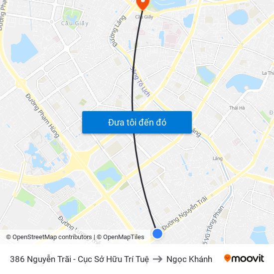 386 Nguyễn Trãi - Cục Sở Hữu Trí Tuệ to Ngọc Khánh map