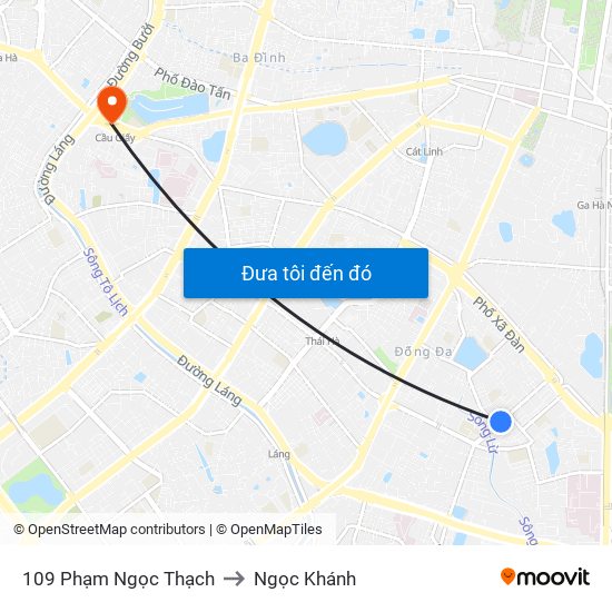 109 Phạm Ngọc Thạch to Ngọc Khánh map