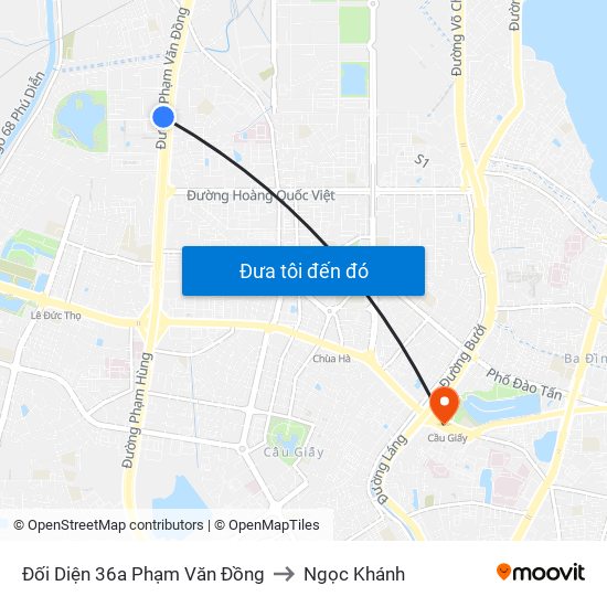 Đối Diện 36a Phạm Văn Đồng to Ngọc Khánh map