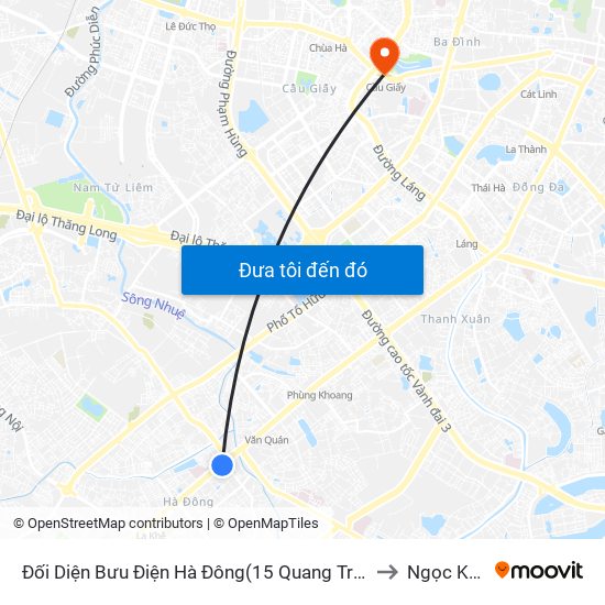 Đối Diện Bưu Điện Hà Đông(15 Quang Trung Hà Đông) to Ngọc Khánh map