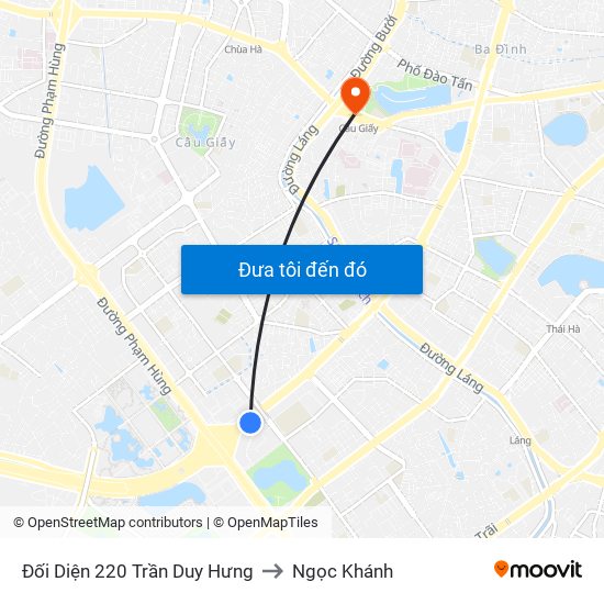 Đối Diện 220 Trần Duy Hưng to Ngọc Khánh map