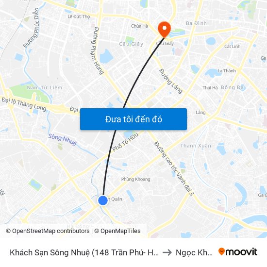 Khách Sạn Sông Nhuệ (148 Trần Phú- Hà Đông) to Ngọc Khánh map