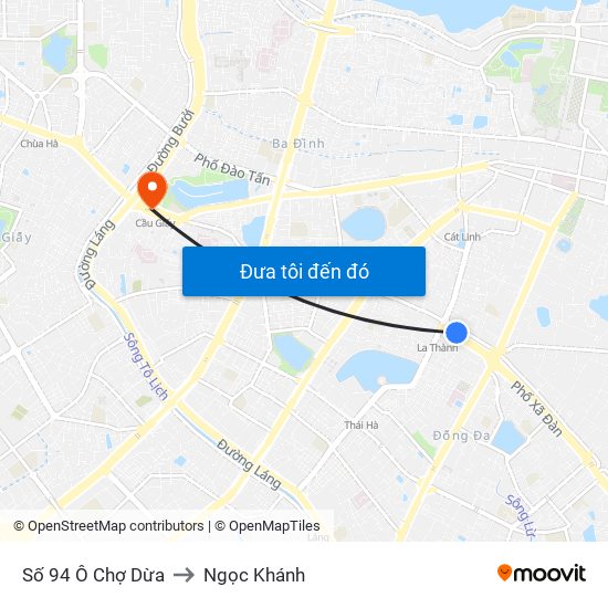Số 94 Ô Chợ Dừa to Ngọc Khánh map
