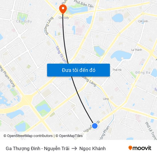 Ga Thượng Đình - Nguyễn Trãi to Ngọc Khánh map