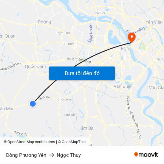 Đông Phương Yên to Ngọc Thụy map