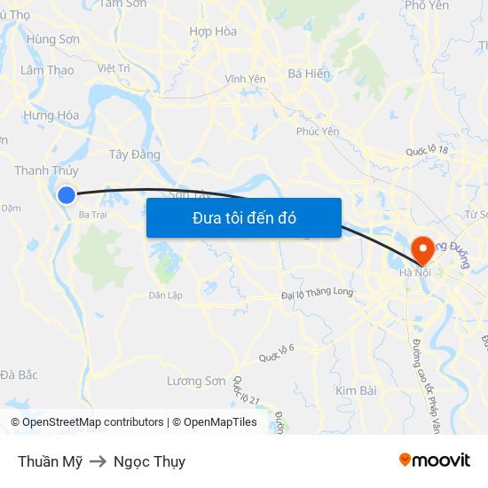 Thuần Mỹ to Ngọc Thụy map
