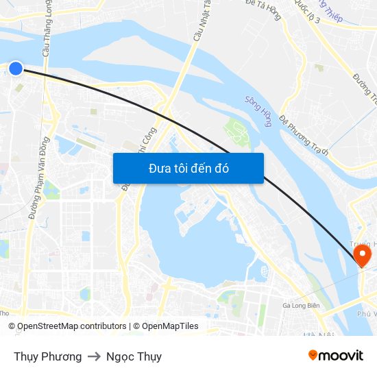 Thụy Phương to Ngọc Thụy map