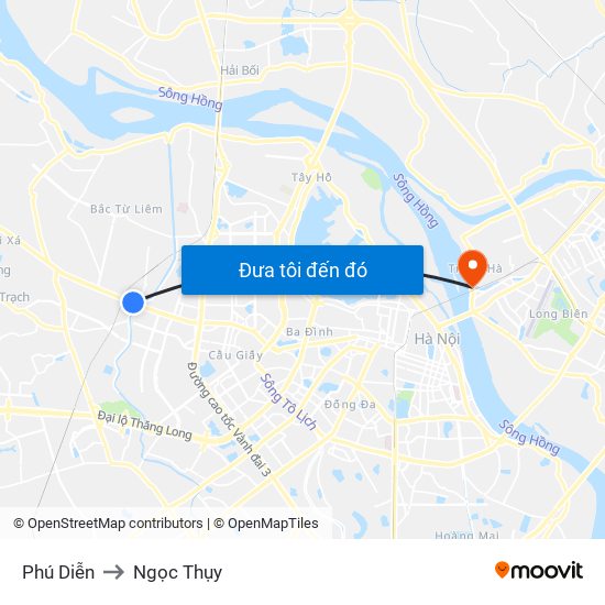 Phú Diễn to Ngọc Thụy map