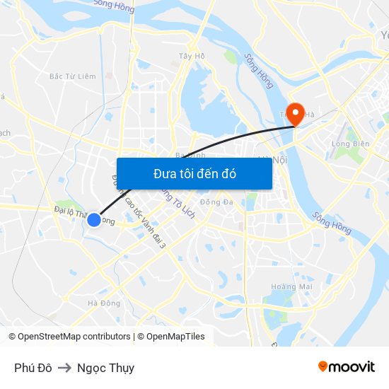 Phú Đô to Ngọc Thụy map