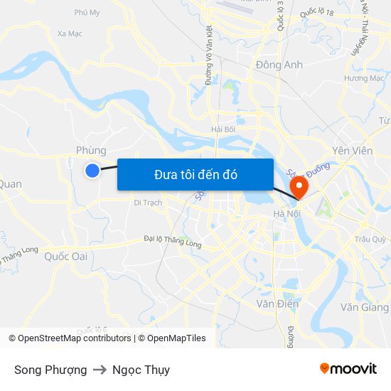 Song Phượng to Ngọc Thụy map