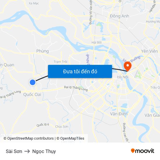 Sài Sơn to Ngọc Thụy map