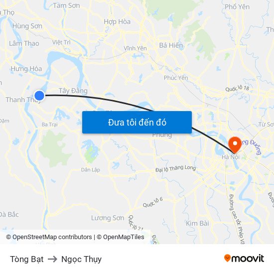 Tòng Bạt to Ngọc Thụy map