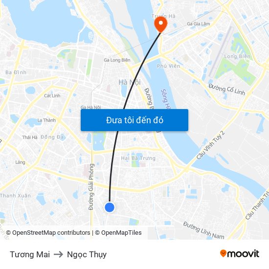 Tương Mai to Ngọc Thụy map