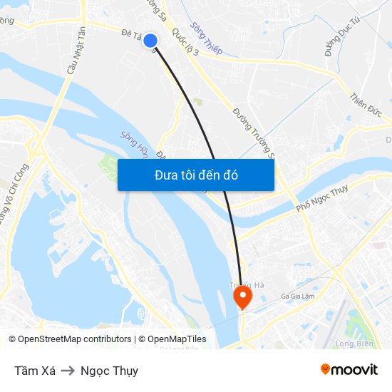 Tầm Xá to Ngọc Thụy map