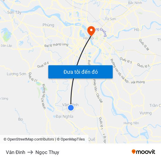 Vân Đình to Ngọc Thụy map