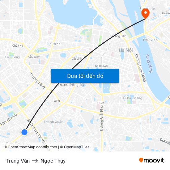 Trung Văn to Ngọc Thụy map