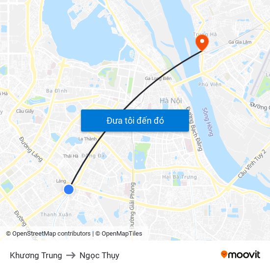 Khương Trung to Ngọc Thụy map