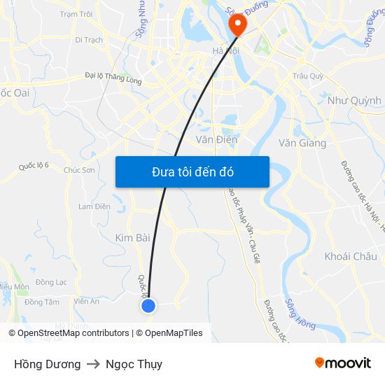 Hồng Dương to Ngọc Thụy map