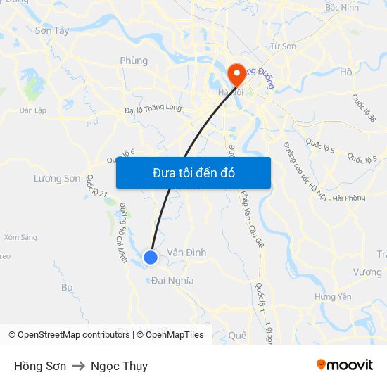 Hồng Sơn to Ngọc Thụy map