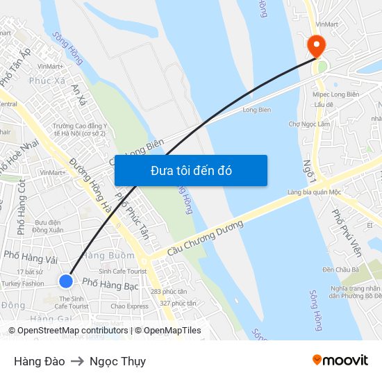 Hàng Đào to Ngọc Thụy map