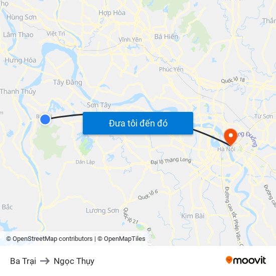 Ba Trại to Ngọc Thụy map