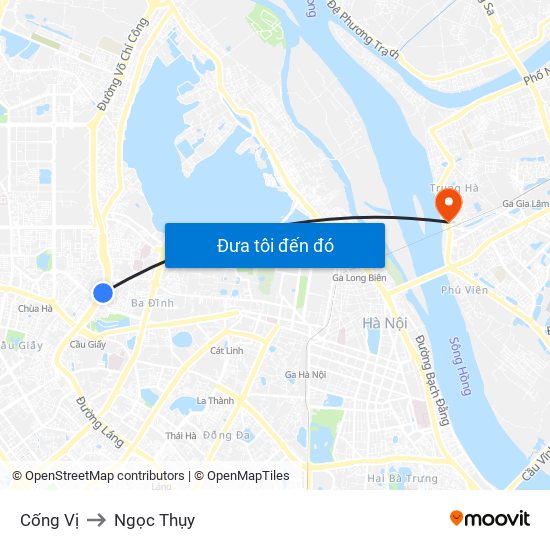 Cống Vị to Ngọc Thụy map