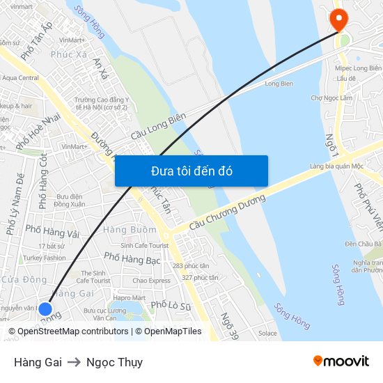 Hàng Gai to Ngọc Thụy map
