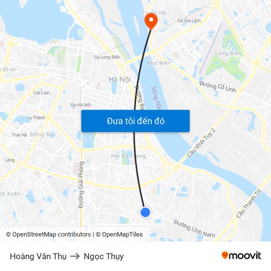 Hoàng Văn Thụ to Ngọc Thụy map