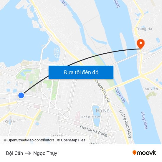 Đội Cấn to Ngọc Thụy map