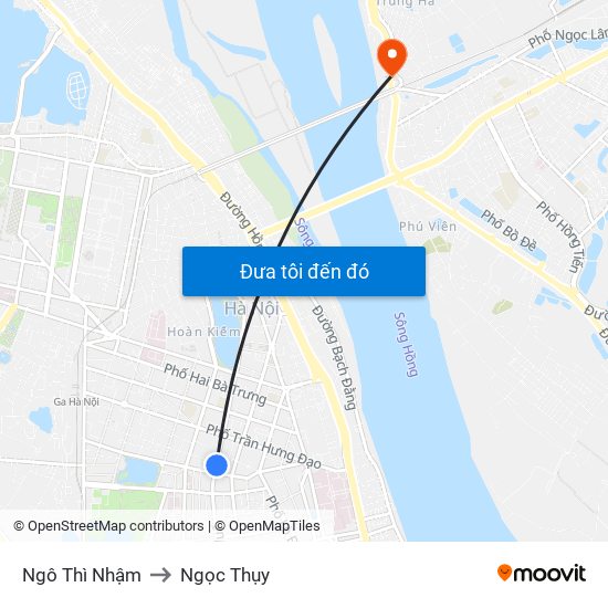 Ngô Thì Nhậm to Ngọc Thụy map