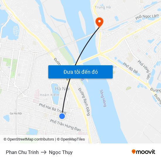 Phan Chu Trinh to Ngọc Thụy map