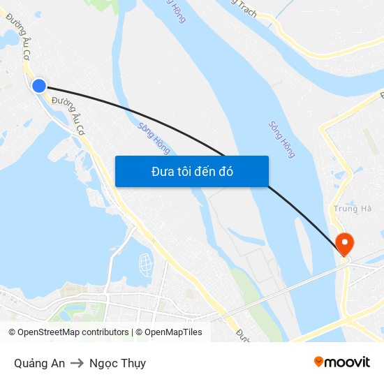 Quảng An to Ngọc Thụy map
